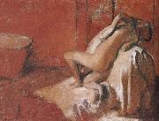 Lady toweling off her body after bath, Edgar Degas